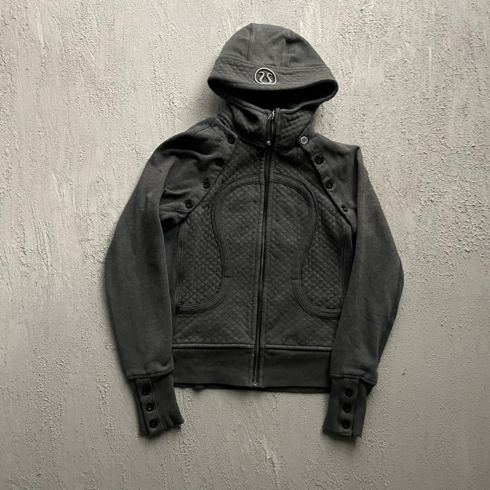 Lululemon Scuba Hoodie womens M Detachable Sleeves Gray Quilted Jacket Vest